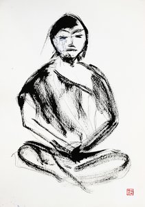 禅の瞑想者　インク画 作： RodMacIver