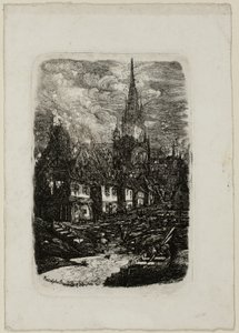 とんがり鐘楼のある漁港 作： Rodolphe Bresdin