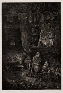 フランダースのインテリア、1856年。 作： Rodolphe Bresdin