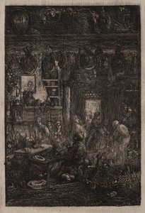 モルダビアのインテリア、1865年。 作： Rodolphe Bresdin