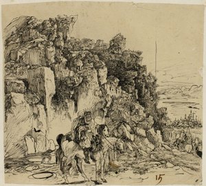 騎手のいる山岳風景 作： Rodolphe Bresdin