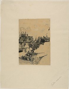 古民家と漁船 作： Rodolphe Bresdin