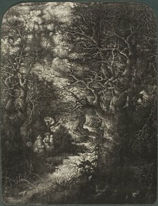 小川のほとりで休む聖家族 作： Rodolphe Bresdin