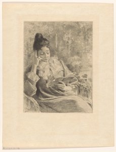 椅子に座って読書する女性 作： Rodolphe Piguet