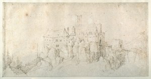 岩山の上の城（紙にペン、茶インク 作： Roelandt Jacobsz. Savery