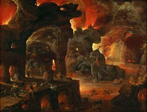 冥界のオルフェ」（Roelant Savery, 1576-1639）。木に油彩、約1612-1615年。寸法：27x35 cm。ヴィエンヌの美術史博物館 作： Roelandt Jacobsz. Savery
