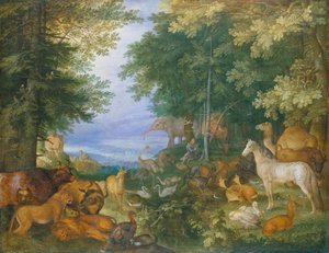 音楽で動物たちを魅了するオルフェウス 作： Roelandt Jacobsz. Savery