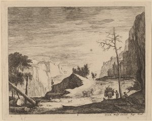 荷車のある山岳風景: pl.8 作： Roelant Roghman and Melchior Küsel