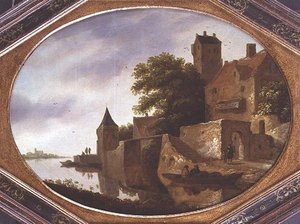 荘園の砦のある風景 作： Roelof Van Vries