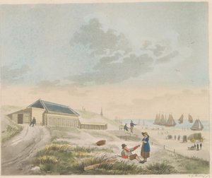 スヘフェニンゲンのビーチ、1825年頃 スヘフェニンゲンのビーチと砂丘の眺めとプロンク氏の浴場の表現 / Vue du rivage et des dunes a Scheveninge etpresent des Bains appartement à mons.r Pronk (オブジェクトのタイトル)