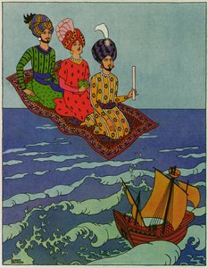 アラビアンナイト』の「アハメド王子と妖精パリ・バヌー」のイラスト。 作： Roger Broders