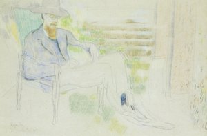 リットン・ストレイチーが庭で書いている、 作： Roger Eliot Fry