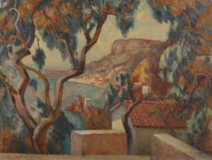 コートダジュールの眺め、マントン、1916 作： Roger Eliot Fry