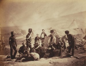1855年のクリミア戦争に関連する52枚の写真のアルバムからの8番目の料理家（王のロイヤルアイルランド）ライトドラグーン（Hussars） 作： Roger Fenton