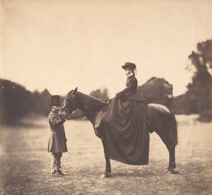 馬に乗った女性、1850年代。