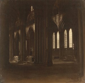 ソールズベリー大聖堂 - 身廊、南トランセプトから、1858 年。 作： Roger Fenton