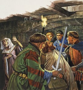 スコットランド王ジェームズ1世の追跡（1394-1437）（紙にグワッシュ） 作： ロジャー・ペイン