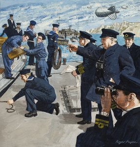 ウィンストン・チャーチル（1874-1965） 海軍風景（紙にグワッシュ） 作： ロジャー・ペイン