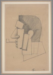 キュビズムの頭、1915年から20年頃（紙に鉛筆） 作： Roger de La Fresnaye