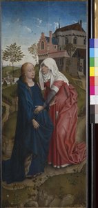 訪問、c.1435（テンペラと木の上の油） 作： Rogier van der (workshop of) Weyden