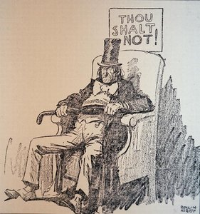 "Et saa", sarjakuva, joka tuomitsee alkoholin käytön Amerikan kieltoaikakaudella (1920-33) (litho)