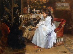 De soiree - Roma Ribera (1876-1931) の絵画 - 1894年頃 - キャンバスに油彩 - 59x79 - カタロニア国立美術館、バルセロナ 作： Romà Ribera
