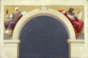 サン・フランソワ・ザビエル教会のスケッチ：モーゼとアロン、1874年から1876年の間（油彩・カンヴァス） 作： Romain Cazes