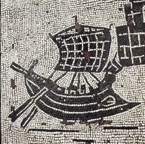 オスティアの港に停泊する船（モザイク画 作： Roman