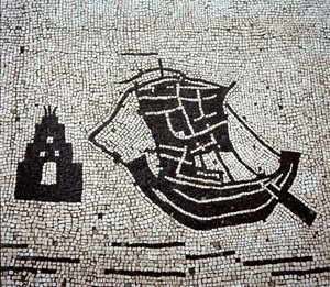 オスティアの港に停泊する船（モザイク画 作： Roman