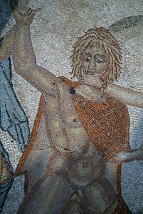 ニンフによるハイラスの誘拐、ローマ都市ヴォルビリスのヴィーナスの家のモザイク画（ユネスコ世界遺産登録 作： Roman