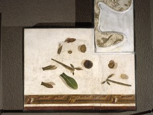 「アサロトス（床） ローマのハラクライトンのサイン入りモザイクの断片 紀元後2世紀、ローマ 作： Roman