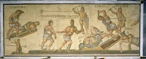 剣闘士の間の戦い、西暦320年（モザイク） 作： Roman