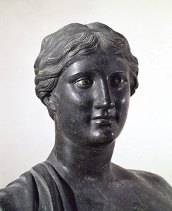 サッフォーの胸像、ブロンズ像、イタリア・カンパニア州ヘルクラネウムのパピルス荘から、ローマ文明 作： Roman