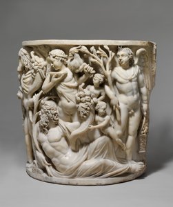 ディオニュソスの勝利と四季」が描かれた大理石製石棺の詳細、紀元後260～270年頃（大理石製 作： Roman
