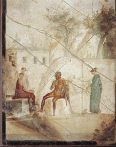 イタリア・ポンペイの「パンとニンフ」のフレスコ画 作： Roman
