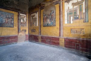 ポンペイのローマ時代の遺跡「ヴィラ・デイ・ヴェッティ」のフレスコ画の部屋（ユネスコ世界遺産 作： Roman