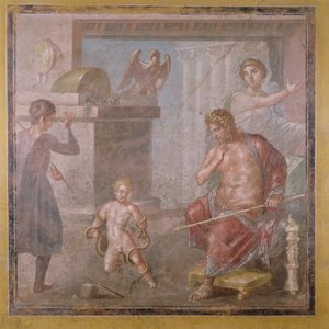 ヘラクレスが蛇を子供の頃絞め殺した、カサデイヴェッティ、西暦50〜79年 作： Roman