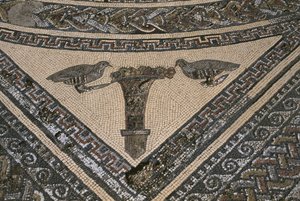 オルフェウスの家、野生動物に囲まれたオルフェウス、詳細（モザイク） 作： Roman