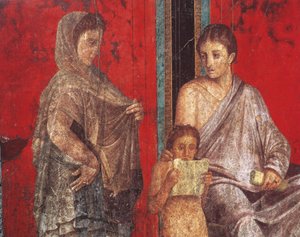 ディオニュソス教団の入信儀式、ヴィラ・デイ・ミステリのフレスコ画 作： Roman