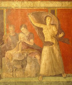ディオニュソス教団の入信儀式、ヴィラ・デイ・ミステリのフレスコ画 作： Roman