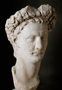 ローマ皇帝ドミティアヌス（Titus Flavius Domitian）の大理石の頭部（紀元51-96年） Rome, Museo Nazionale Romano - Head of Domitian (Titus Flavius Domitian) (51-96 A.D.).大理石製。イタリア、ローマ、ナツィオナーレ・ロマーノ美術館（Museo Nazionale Romano 作： Roman