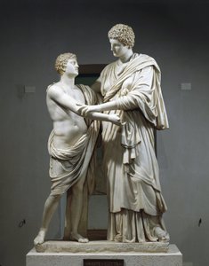 オレステスとエレクトラを描いた大理石の彫刻群 作： Roman