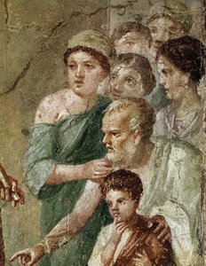 ニンフの中のパンの音楽家（フレスコ画 作： Roman