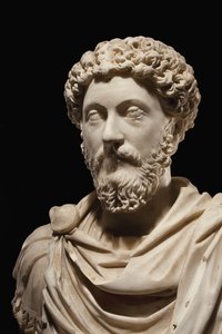 皇帝マルクスアウレリウスの肖像画の胸像、西暦170〜180年頃