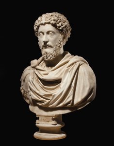 皇帝マルクスアウレリウスの肖像画の胸像、西暦170〜180年頃