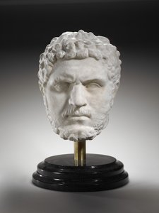 ローマ帝国の皇帝カラカラの肖像、西暦211-17年（大理石） 作： Roman