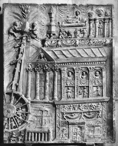 ウィンチを描いたレリーフ 紀元後01世紀後半 石 (白黒写真) 作： Roman