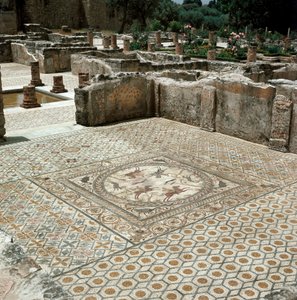 ローマ時代の都市のモザイクの跡 作： Roman