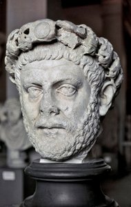 ローマン・アート284年から305年までローマ皇帝を務めたディオクレティアヌス（Gaius Aurelius Valerius Diocletianus, 245-316）の胸像。大理石彫刻。イスタンブール、考古学博物館。 作： Roman