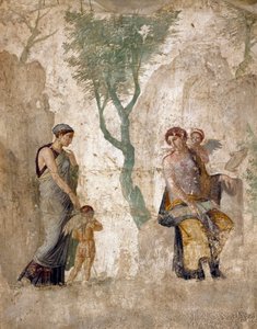 ローマ時代のアート。"アフロディーテの前で罰せられたエロス" ポンペイのフレスコ画、casa dell